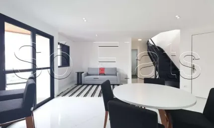 Apto no Free Flex, apto disponível para locação na cobertura com 110m², 2 dormitórios e 3 vagas.