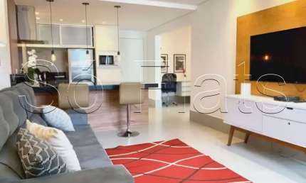Flat disponível para locação em Alphaville com 55m², 1 dormitório e 1 vaga de garagem.