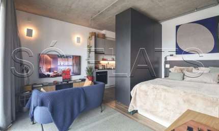 Studio Ayra Pinheiros, flat disponível para locação contendo 38m², 1 dormitório e 1 vaga.