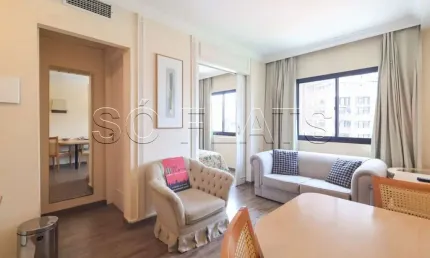 Apto no the universe mobiliado no jardim paulista, contendo 30m² e 1 dorm, disponível para locação.