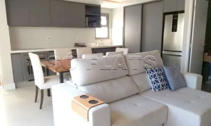 Flat no Studio Suzano disponível para locação moderno e todo equipado no bairro dos Jardins.