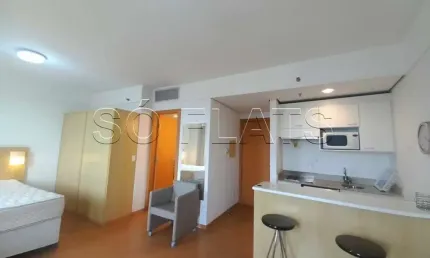 Apto em Alphaville disponível para locação com 28m², 1 dormitório e 1 vaga de garagem.