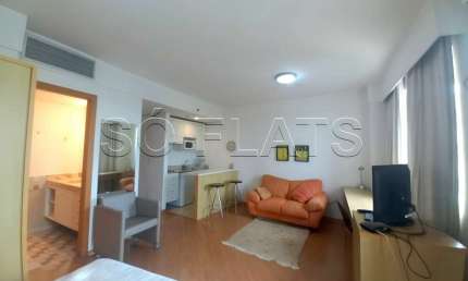 Apto em Alphaville disponível para locação com 28m², 1 dormitório e 1 vaga de garagem.