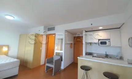 Flat em Alphaville disponível para locação com 28m², 1 dormitório e 1 vaga de garagem.