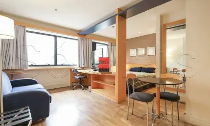Transamérica Jardins, apto disponível para locação contendo 43m², 2 dormitórios e 1 vaga.