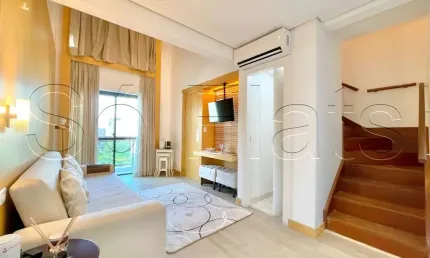 Flat disponível para locação em Moema contendo 42m², 01 dormitório e 01 vaga de garagem.