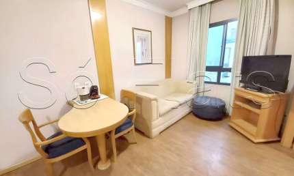 Apartamento mobiliado disponível para venda com 28m² e 01 vaga de garagem