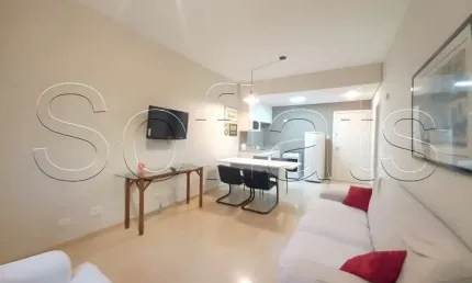 Flat no Le Bougainville disponível para locação com ótima localização em Alphaville.