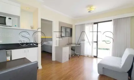 Flat no the palace com 36m², 1 dormitório e 1 vaga de garagem, disponível para locação em moema.