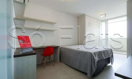 VN Gomes de Carvalho, flat disponível para locação contendo 30m², 1 dormitório e 1 vaga.