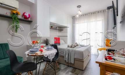 Residencial Charlie Houx Pinheiros, apto disponível para locação com 27m² e 01 dormitório.