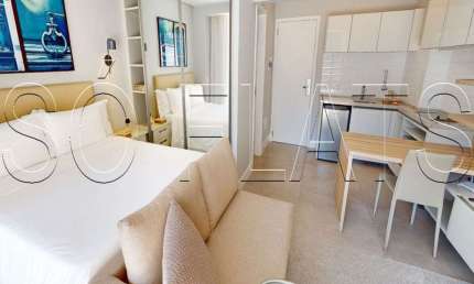 Flat para locação de alto padrão com 36m² no bairro de Pinheiros ao lado do Shopping Iguatemi.