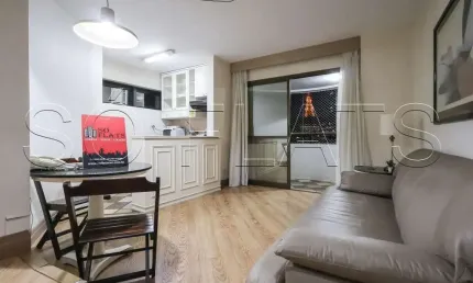 Flat no paulista wall street disponível para locação com 49m², 1 dormitório e 1 vaga nos jardins.