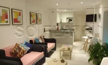Excelente flat disponível para locação no edifício Modus Vivendi no bairro dos Jardins.