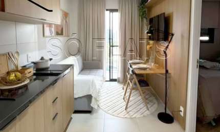Studio Vibe Vila Olímpia, apartamento com 26m² e 1 dormitório.