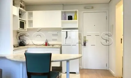 Flat disponível para locação muito bem equipado na Vila Olímpia, prox. ao Shopping JK Iguatemi.