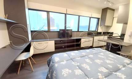 Flat disponível para locação contendo 25m², 1 dormitório e 1 vaga de garagem no Jardim Paulista.