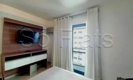 Flat no interative com 46m², 1 dormitório e 1 vaga disponível para locação nos jardins.