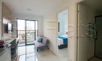Lindo apartamento totalmente mobiliado no brooklin para locação contendo 26m² e 01 dormitório.