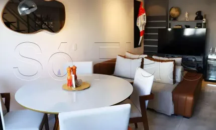Vn gomes de carvalho, flat disponível para locação contendo 55m², 1 dormitório e 1 vaga.
