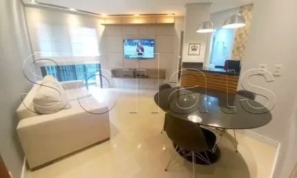 Flat mobiliado no Itaim Bibi com 1 dormitório com vista para Avenida Faria Lima com entrada imediata