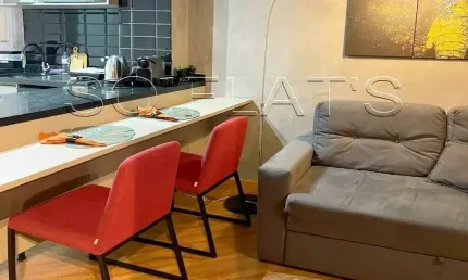 Flat no Hampton Park disponível para locação com 31m², 1 dormitório e 1 vaga de garagem.