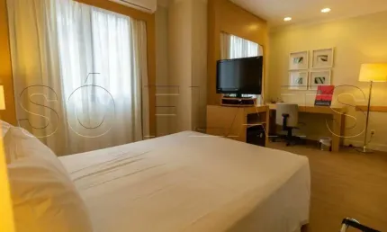 Flat totalmente mobiliado no pool 25m² 1 dorm, 1 vaga para investimento no Campo Belo