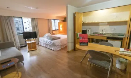 Flat slaviero ibirapuera 35m² 1 dormitório 1 vaga para locação em ibirapuera.
