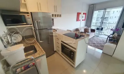Flat choice panamby mobiliado com 35m² para locação próximo da av. hebe camargo.