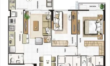 Apartamento 2 quartos 76m2 Barra da Tijuca Cidade jardim