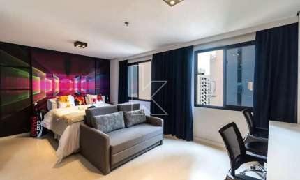 Flat com 1 quarto à venda na Avenida Jamaris, 101, Moema, São Paulo por R$ 551.200
