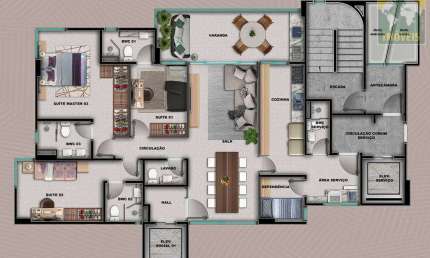 Apartamento para Venda em Natal, Tirol, 3 dormitórios, 3 suítes, 4 banheiros, 2 vagas