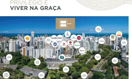 Apartamento residencial para venda no condomínio house graça, salvador 1 quarto, 1 sala, 1 banheiro, 1 vaga 32,00 m² área total.