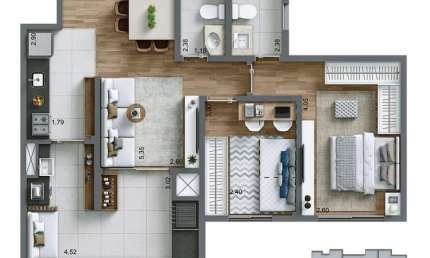 Apartamento NOVO e pronto para morar na chácara Santo Antônio da Cyrela, com 1 suíte