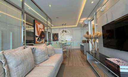 Apartamento na Gleba Palhano - Edifício JH Palhano - Aceita Airbnb - 1 Suíte - Sacada - Sala 2 ambi
