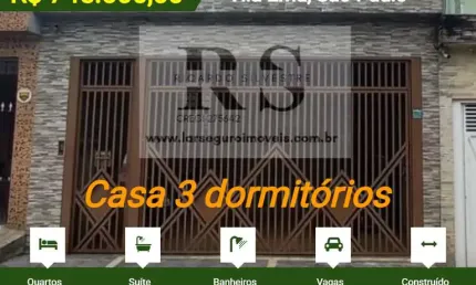 Casa 3 dormitórios para Venda em São Paulo, Vila Ema, 3 dormitórios, 1 suíte, 4 banheiros, 2 vagas