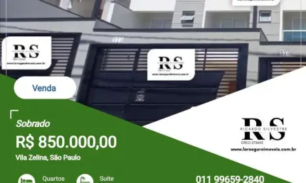 Sobrado para venda em são paulo, vila zelina, 3 dormitórios, 1 suíte, 2 banheiros, 2 vagas