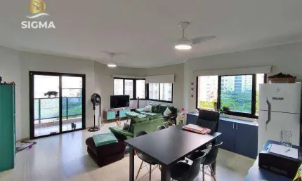 Perto da praia - Flat com 3 dormitórios - Condomínio com lazer - 2 vagas - Pitangueiras - Guarujá/SP.