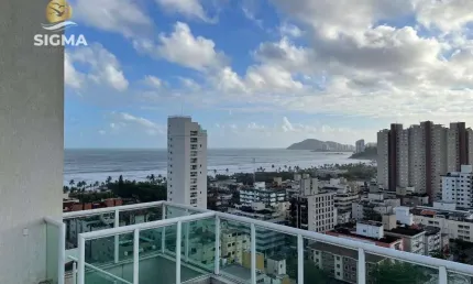 Cobertura na praia com 4 suítes e lazer em prédio novo com lazer e 3 vagas - Praia da Enseada, Guarujá.