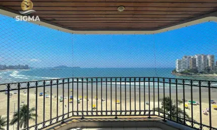 FRENTE MAR - Apartamento à venda com 3 suítes - Piscina e churrasqueira - 2 vagas - Jardim Astúrias - Guarujá/SP