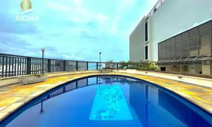 Frente mar - Cobertura à venda com 4 suítes - Piscina, sauna e churrasqueira - 4 vagas - Jardim Astúrias - Guarujá/SP
