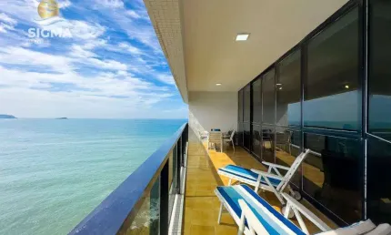 Frente mar - apartamento à venda com 3 suítes - condomínio com lazer - 2 vagas - jardim astúrias - guarujá/sp.