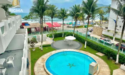 Frente mar - apartamento à venda com 2 suítes - condomínio com piscina - 1 vaga - tombo - guarujá/sp