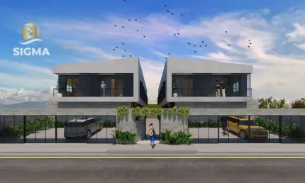 Sobrado em construção à venda com 3 dormitórios - Condomínio com piscina - 1 vaga - Tombo - Guarujá/SP