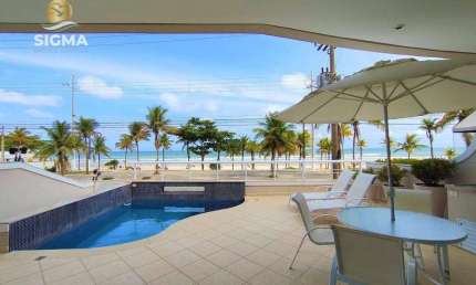 Casa na praia, alto padrão, frente mar, 5 suítes, piscina, churrasqueira, 4 vagas, Enseada, Guarujá.