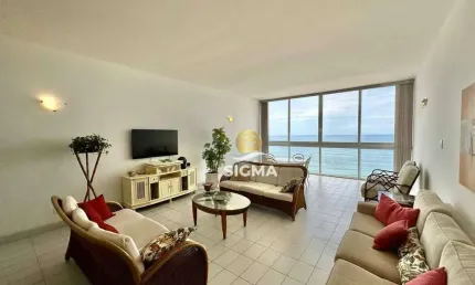 Frente mar - apartamento com 3 quartos sendo 2 suíte à venda na praia das pitangueiras - guarujá/sp.