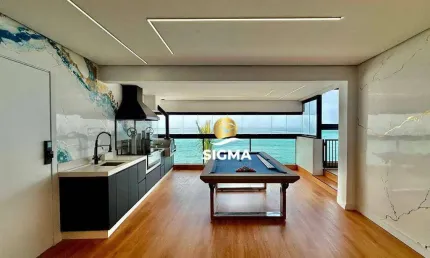 Frente mar - apartamento com 3 suítes à venda, 184 m² por r$ 2.300.000 - pitangueiras - guarujá/sp.