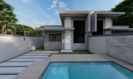 Casa com piscina, próximo a rodovia, em extensão do bosque  -  rio das ostras