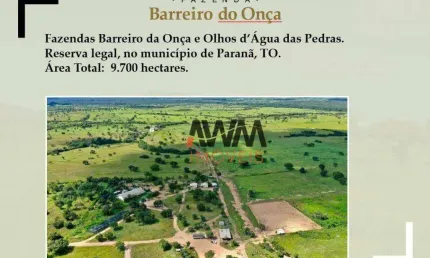 Fazenda à venda, 97000000 m² por R$ 110.000.000,00 - Zona Rural - Paranã/TO