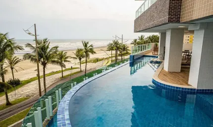Apartamento 2 Dorms Prédio Fte Mar Piscina Borda Infinita Jd Real Praia Grande